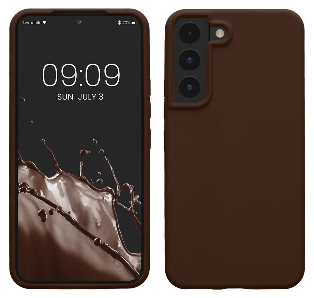 kwmobile Handyhülle für Samsung Galaxy S22 Hülle - Case Silikon - Kabelloses Laden - Schutzhülle Cover in Chocolate