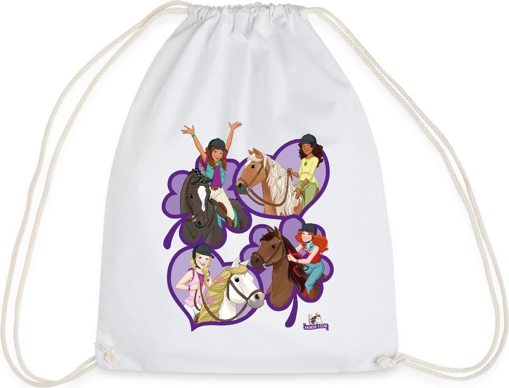 Spreadshirt Schleich Horse Club Sofia Lisa Hannah Sarah Herzen Turnbeutel, One size, Weiß