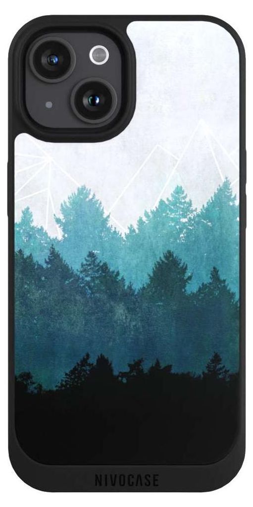 NIVOCASE Handyhülle für Apple iPhone 15 Hülle NIVOpure Case Schwarz Abstrakt Baum Wald