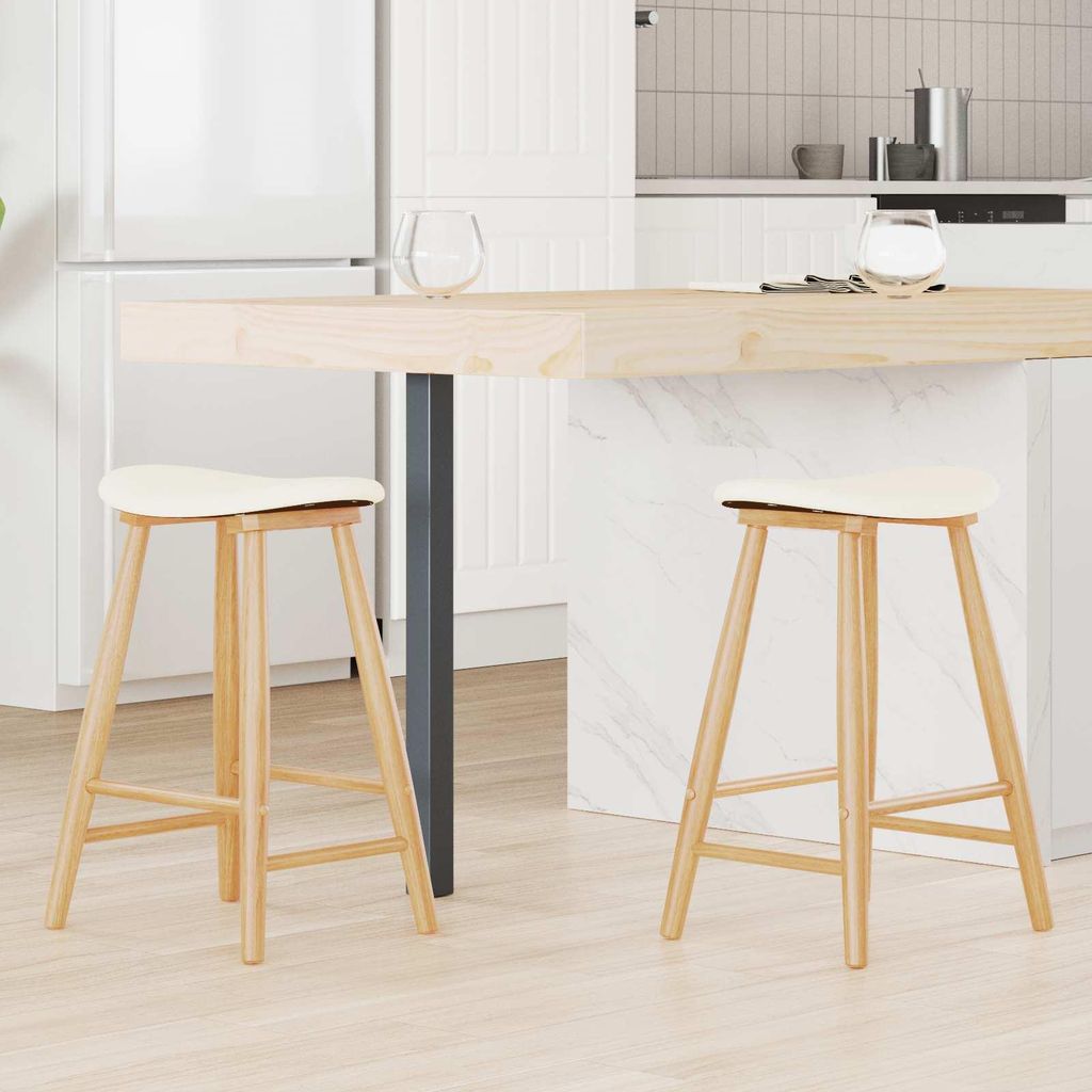 "Schlussverkauf" Esszimmerstühle 2 Stück - stylischen Essstuhl - Ergonomisches Design - Natur 46x37x63 cm Massives Gummiholz C14988