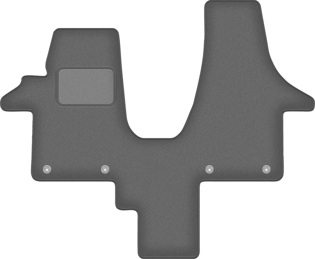 Fahrerfußmatte Velours graphit passend für VW Transporter T5 (2003-2015, Caravelle 2os) – mit Befestigungen – passgenau