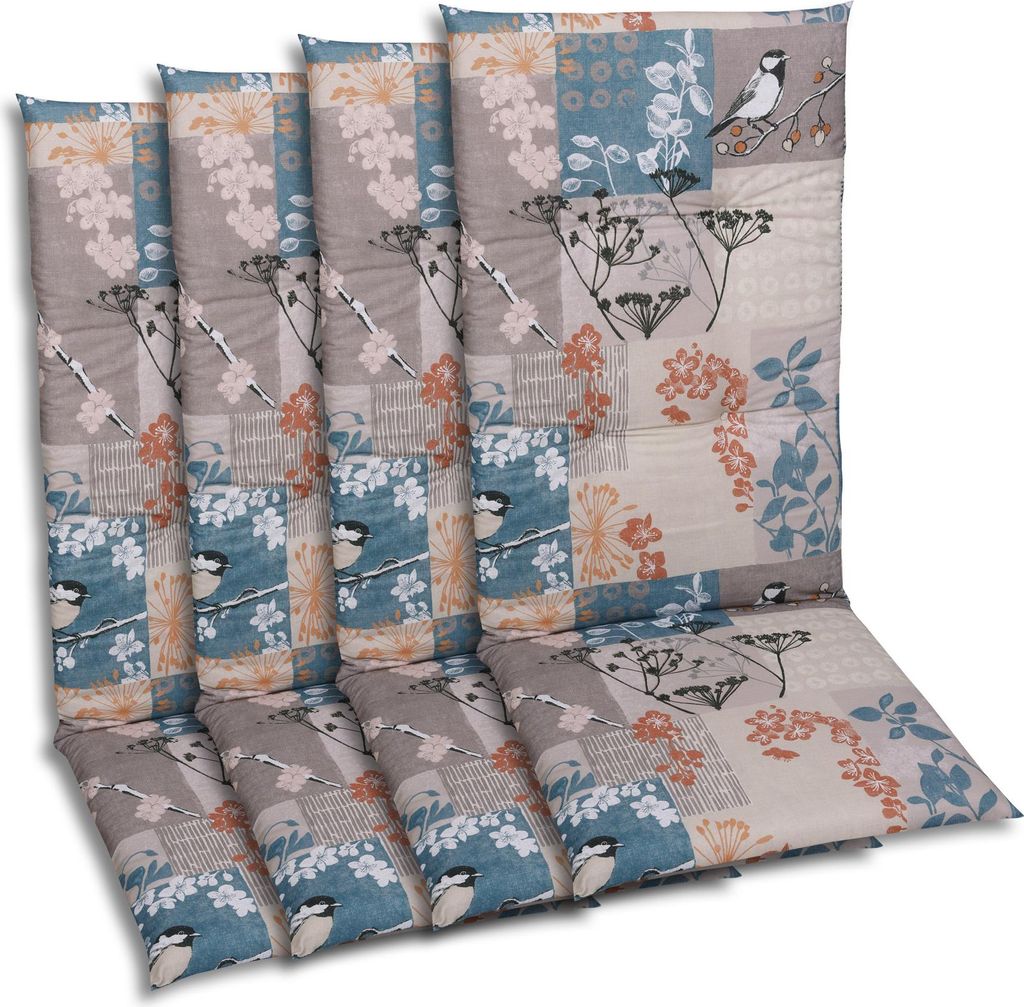 GO-DE Textil, Sesselauflage Hochlehner, 4er-Set, Farbe: taupe, Maße ca.: 118 cm x 48 cm x 5 cm