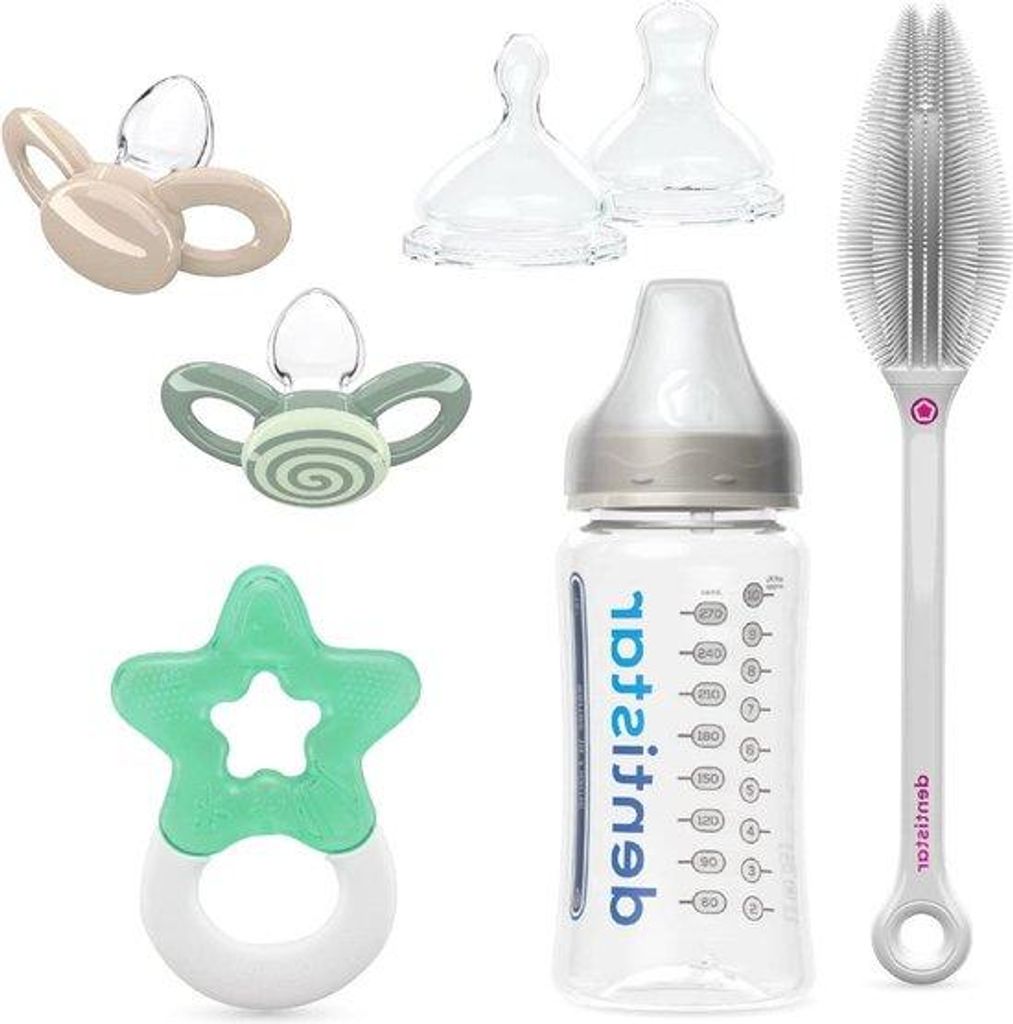 Silikon-Saugflaschen-Set mit Fön und Kühlbügel - idealer Starter-Kit für Jungen und Mädchen, grün
