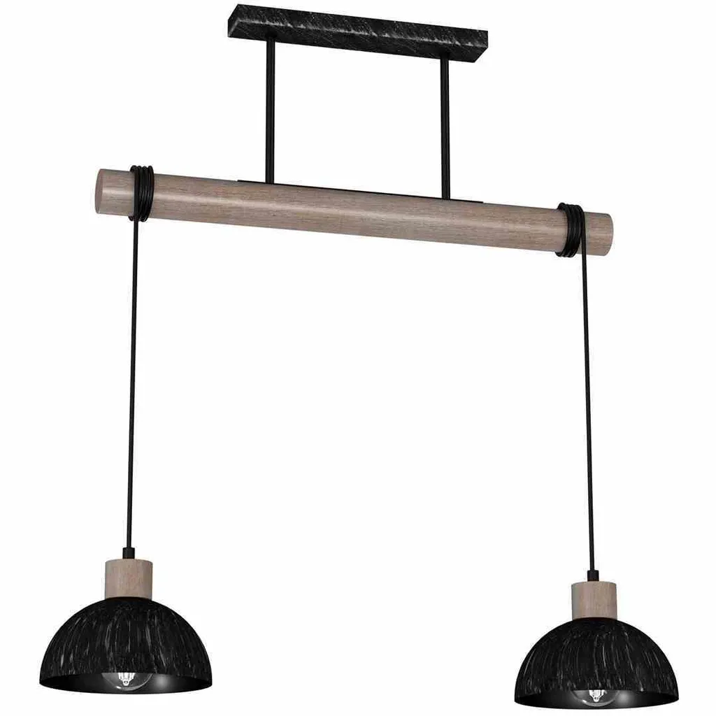 Milagro ERIK MLP7639 Lustre Suspension Noir Frotté et Bois Patiné