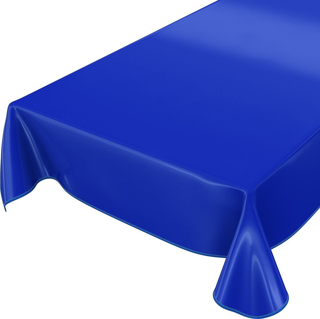 Tischdecke Wachstuch PVC abwaschbar Einfarbig Blau 120x140cm Band
