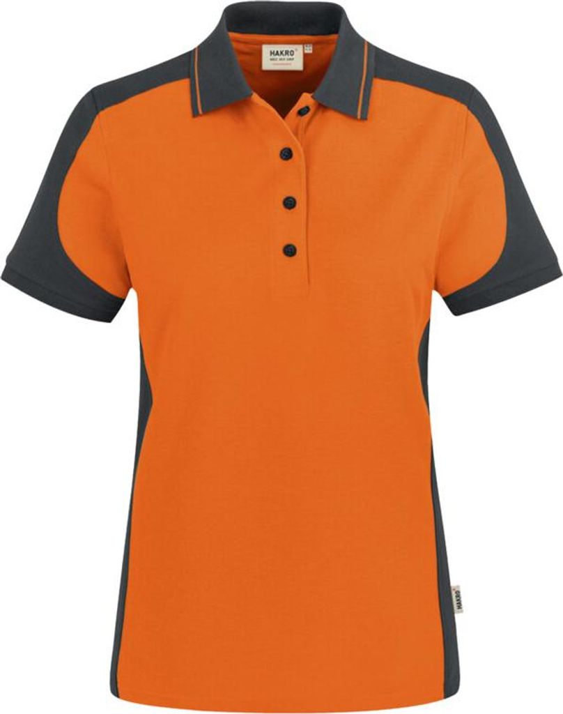 HAKRO Damen Poloshirt Contrast Mikralinar 239, orange/anthrazit, XL