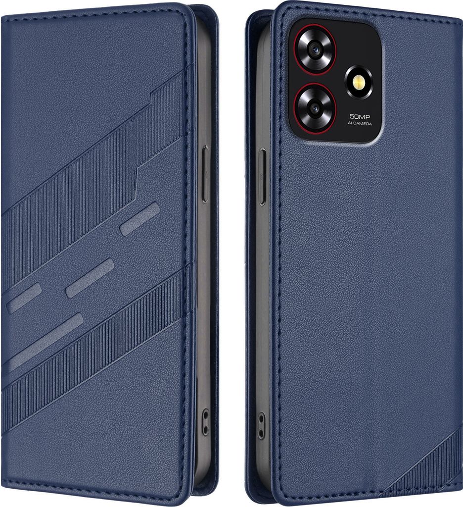 Hülle für ZTE Blade A73 4G, Kunstleder Brieftaschen Handyhülle mit Kartenfach und Standfunktion Blau