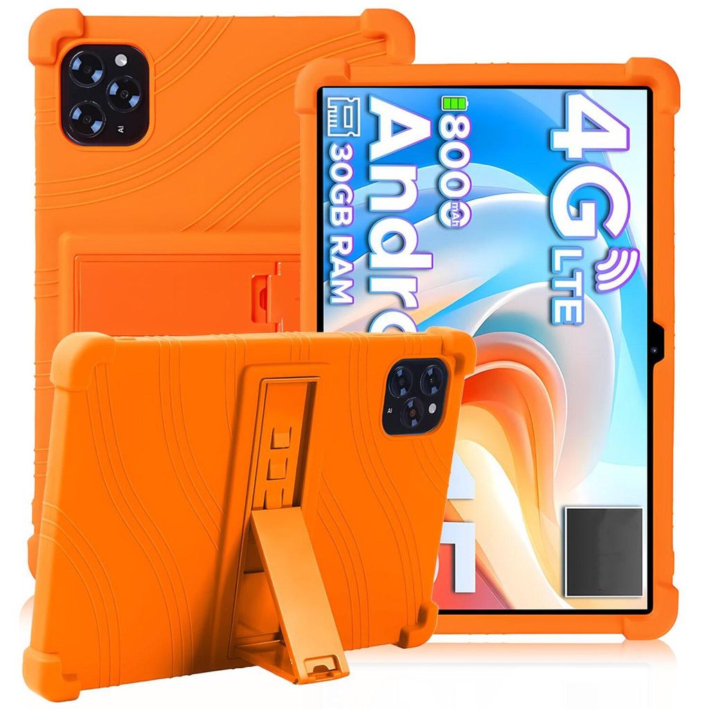Tablet Hülle für Doogee Tab G6 11,0", Stoßfeste Weiches Silikon Schutzhülle mit Standfunktion Orange
