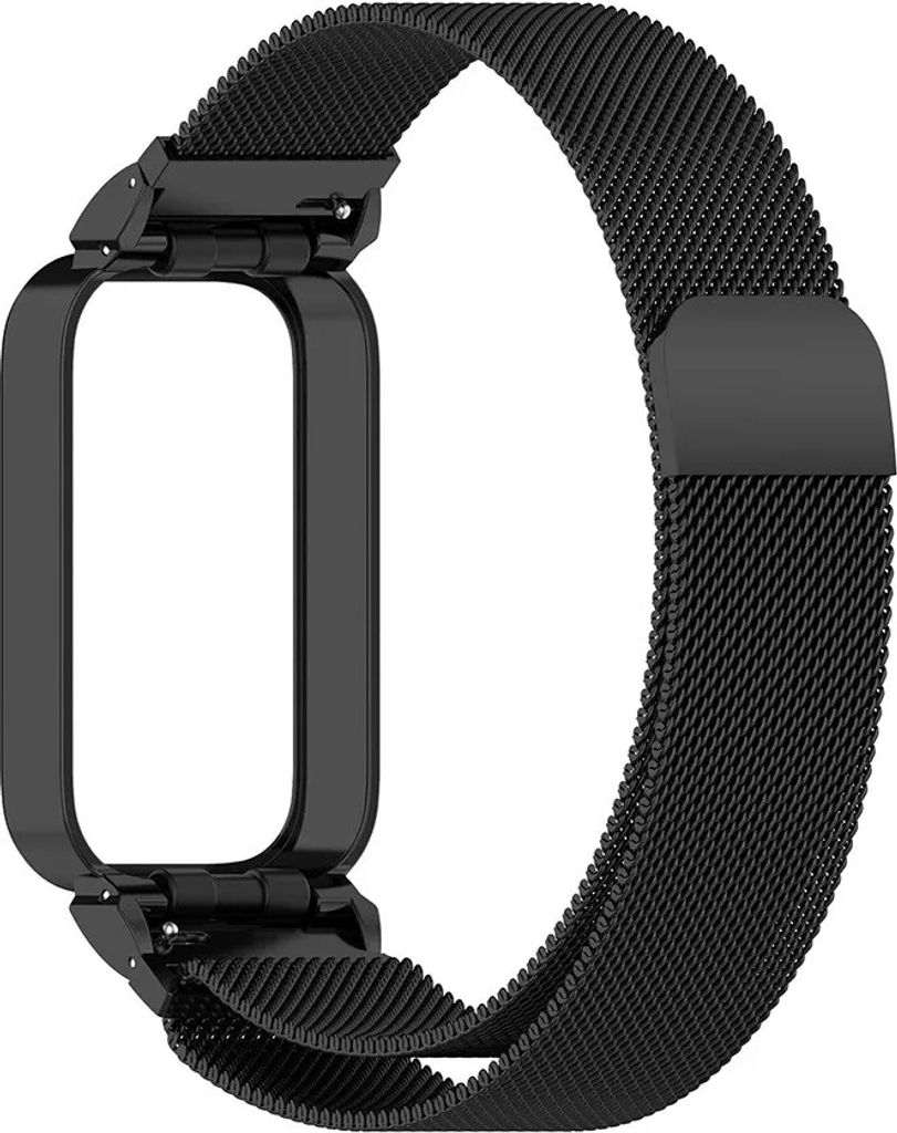 Strap-it Milanaiseband / Milanaiseband mit Magnetverschluss - passend für das Xiaomi Smart Band 9 Active (Schwarz)