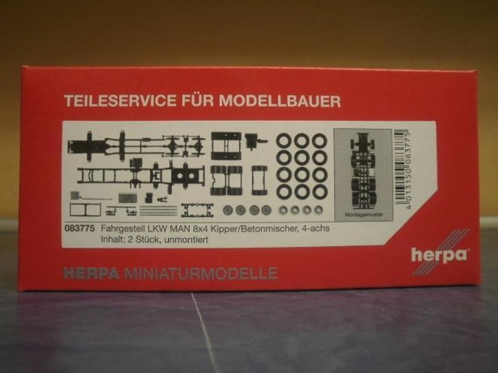 Herpa 083775 - 1/87 Fahrgestell MAN 8x4 Baufahrzeuge Inhalt: 2 Stück -Neu