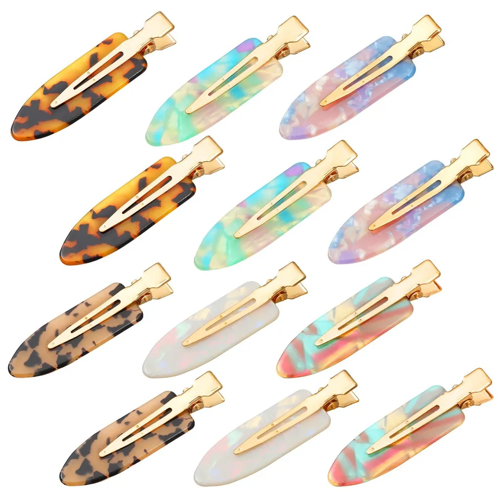 Lot de 12 barrettes cheveux sans pli 6cm bec de canard colorées - Coiffure