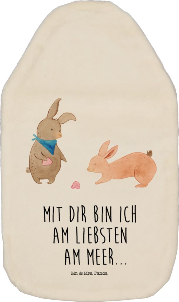 Mr. & Mrs. Panda Wärmflasche Hasen Muschel - Weiß - Geschenk, Muttertag, Wärmeflasche, mit Bezug, Beste Freundin, Muscheln, Bettflaschen, Wärme...