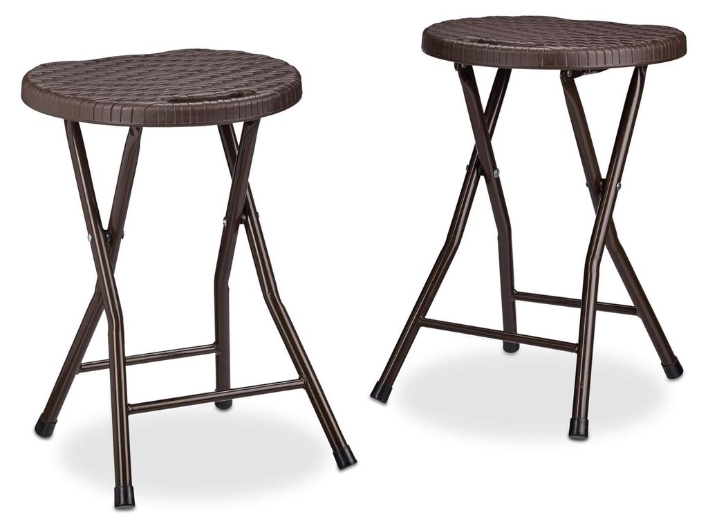 Relaxdays Klapphocker BASTIAN rund, 2 Stk. Faltbar, Produktbild 