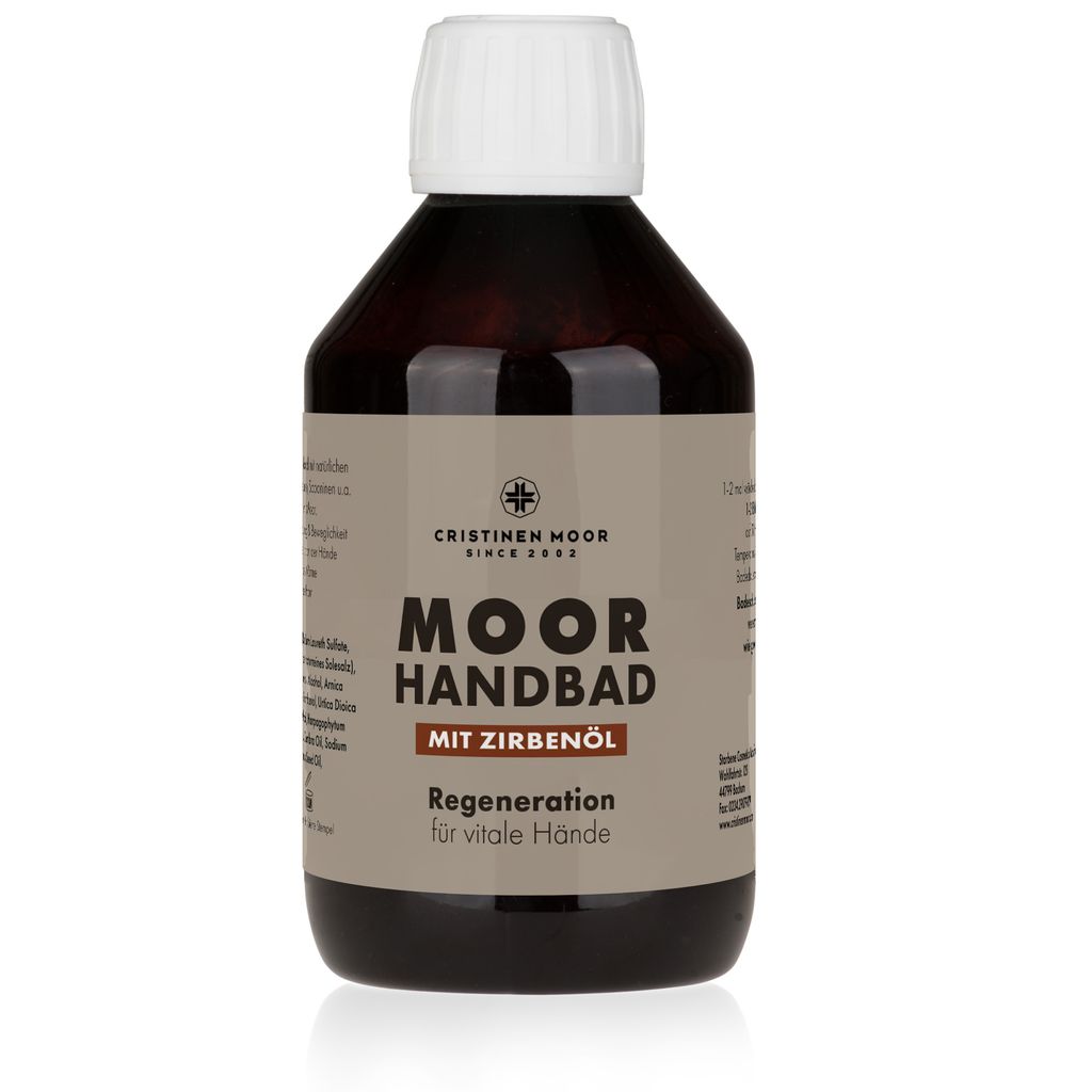 Cristinen Moor Moor Handbad mit dem Öl der Zirbe und Natursole - Konzentrat Naturmoor, Arnika und Brennesselextrakt, 250 ml