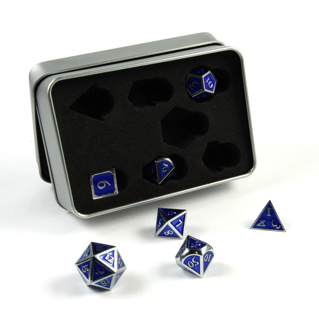 Set de Dés JdR Métal Argenté Style Steampunk pour Jeux de Rôle et Table