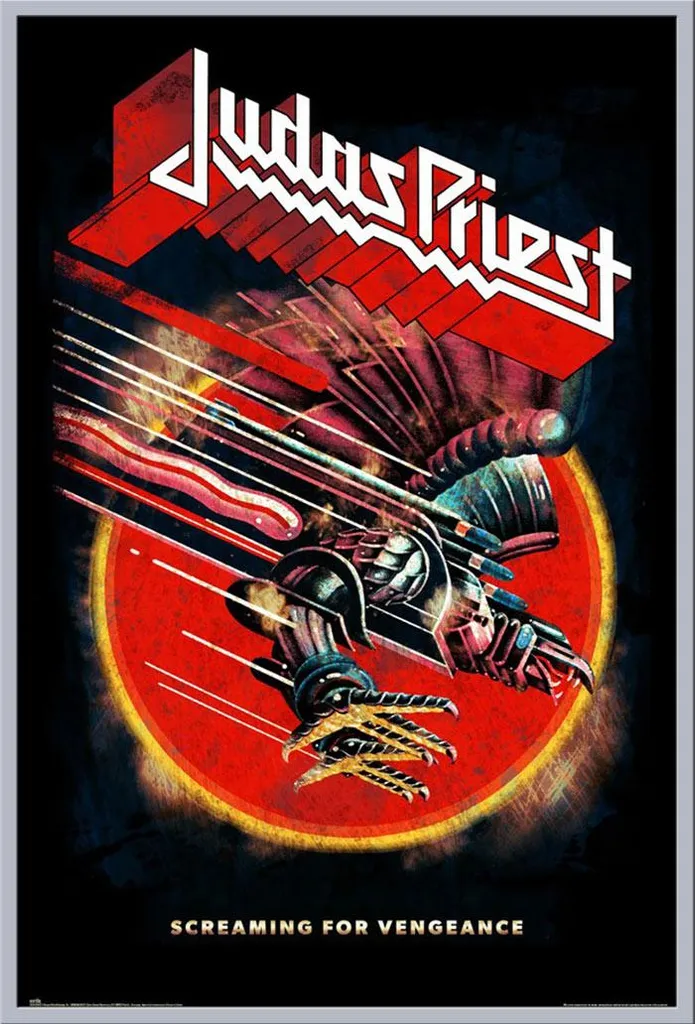 Affiche Judas Priest Screaming for Vengeance avec cadre Shinsuke argent