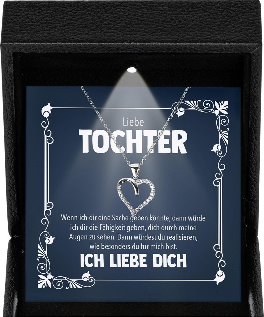 22Feels Tochter Geschenk von Eltern - Mädchen Schmuck Frauen Silber 925/000 Herz Halskette - Konfirmation Firmung 18. Geburtstag Weihnachten Schul...