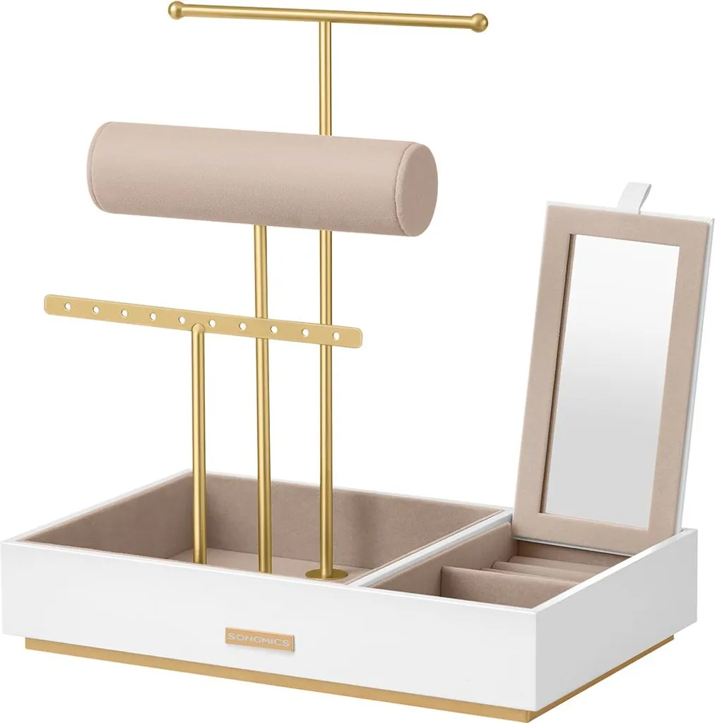 Portagioie Design Bianco e Oro con Specchio - Idea Regalo Donna