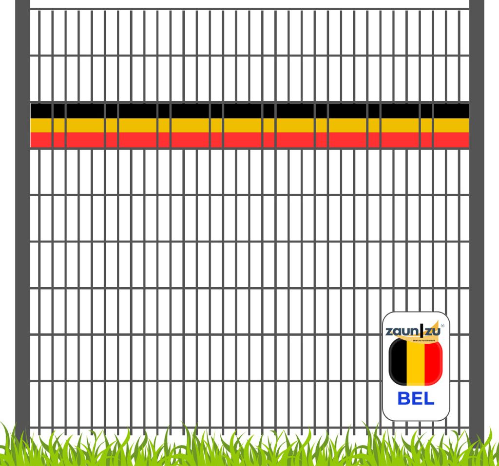 zaun|zu Sichtschutzstreifen Belgien Landesfarben-Set für Doppelstabmattenzaun Akzentstreifen
