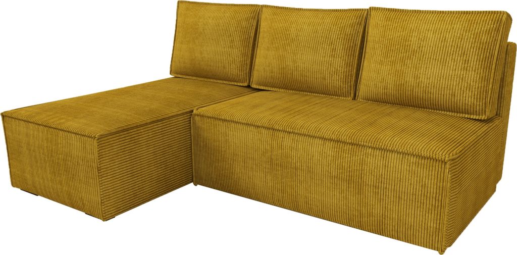 BroMARKT Ecksofa mit Schlaffunktion Hector Gelb Cord Links