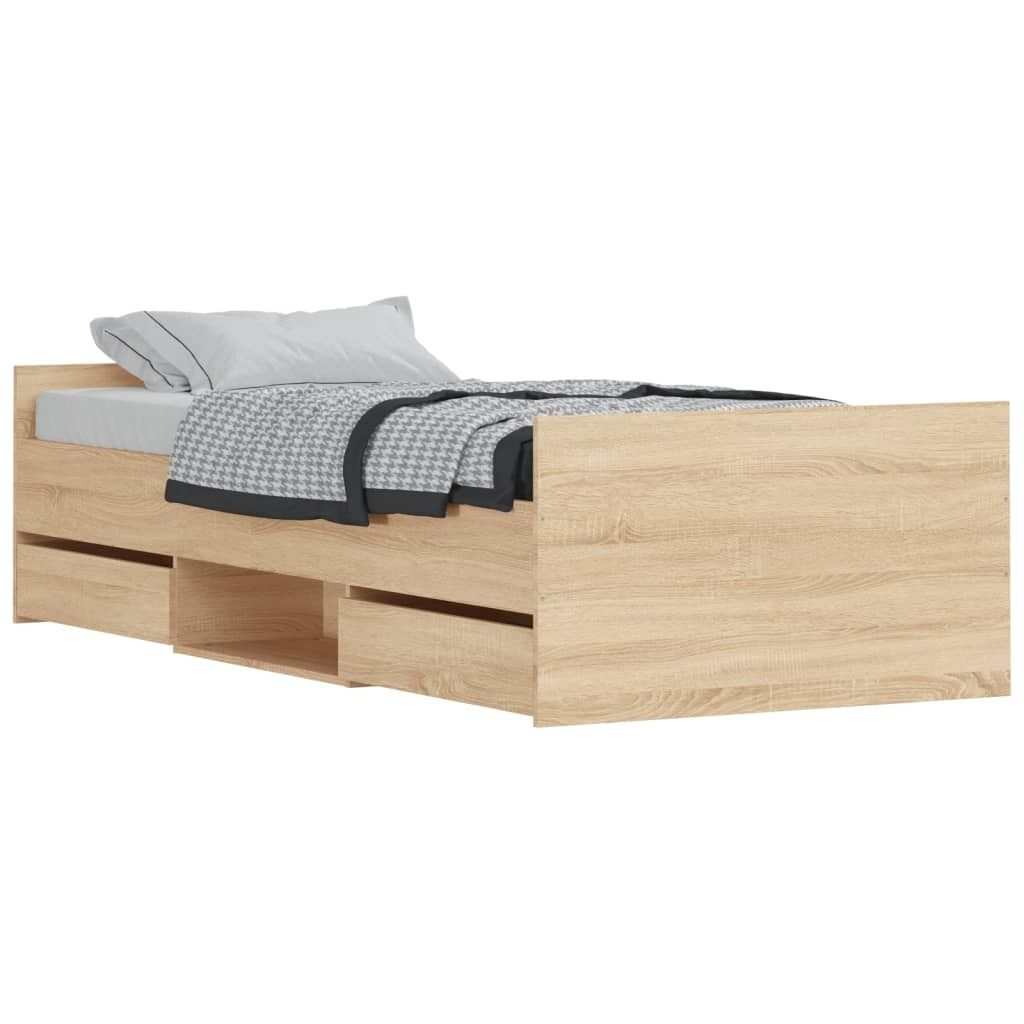 vidaXL Bettgestell mit Kopf- und Fußteil Sonoma-Eiche 90x190 cm