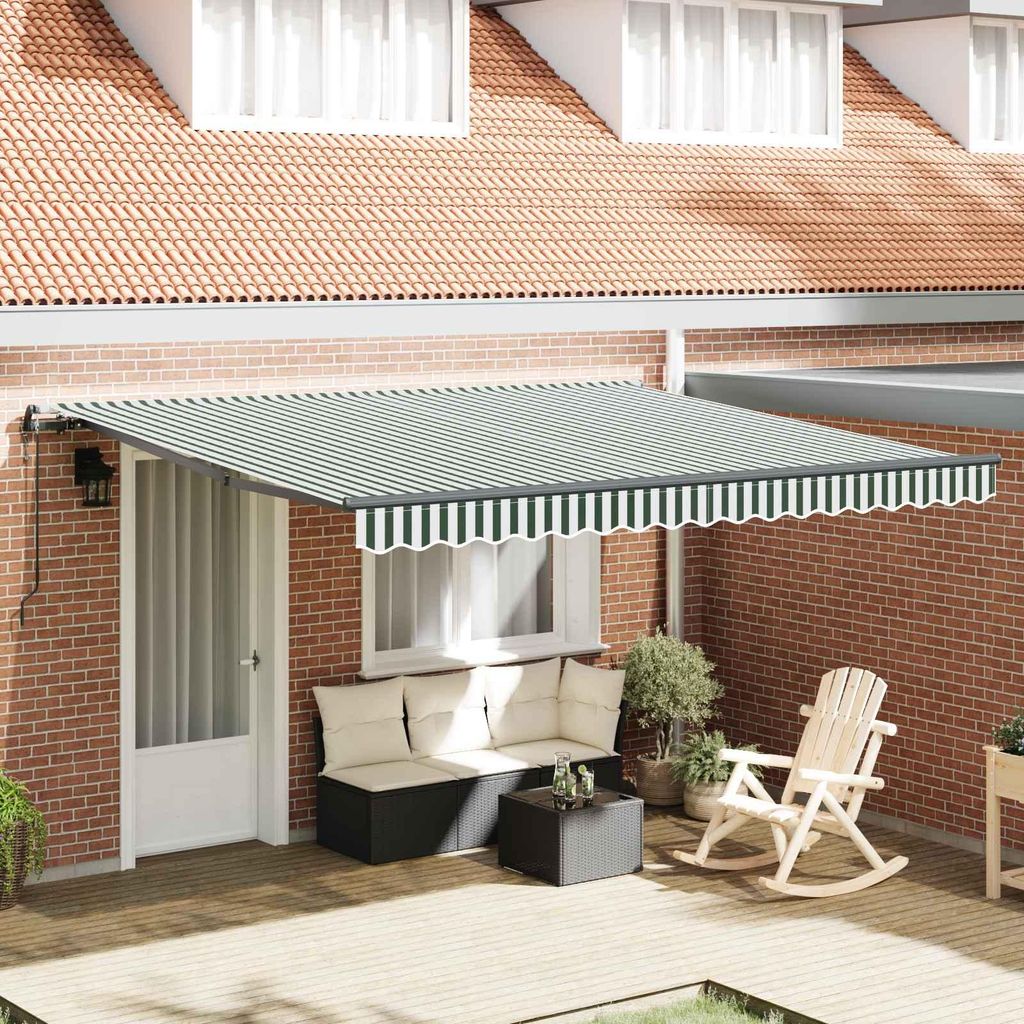 Maison Exclusive - Einziehbare Markise Grün und Weiß 400 x 300 cm