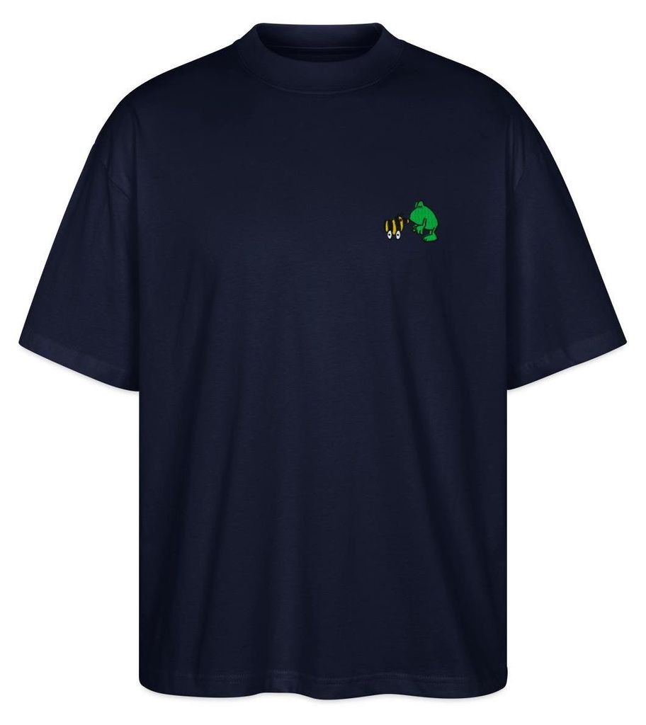 Spreadshirt Janosch Frosch & Tigerente Kuss Stick Oversize Uni T-Shirt, L, Navy