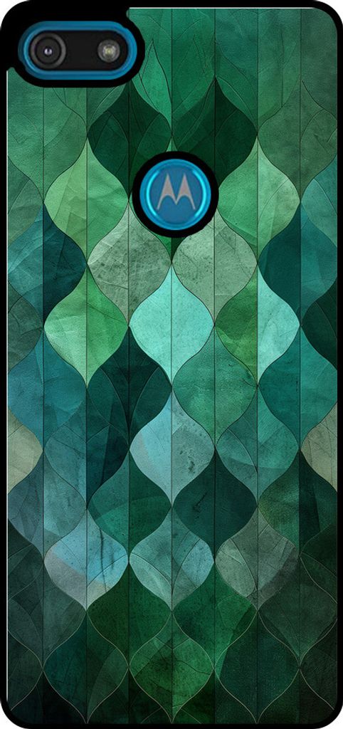 Smartphonica Telefon Fall geeignet für Motorola Moto E6 Play mit grünen Blättern drucken - TPU zurück Abdeckung Fall grünes Blatt-Design - Grün