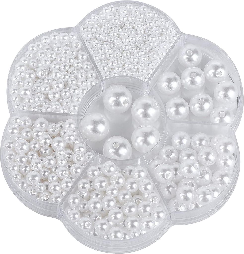 Jeu de perles en plastique, perles blanches, pour la Image du produit 
