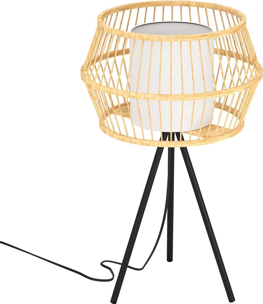 EGLO Tischlampe Monterroso, Stativ Nachttischlampe Boho Style, Dreibein Tischleuchte, Deko Lampe mit E27