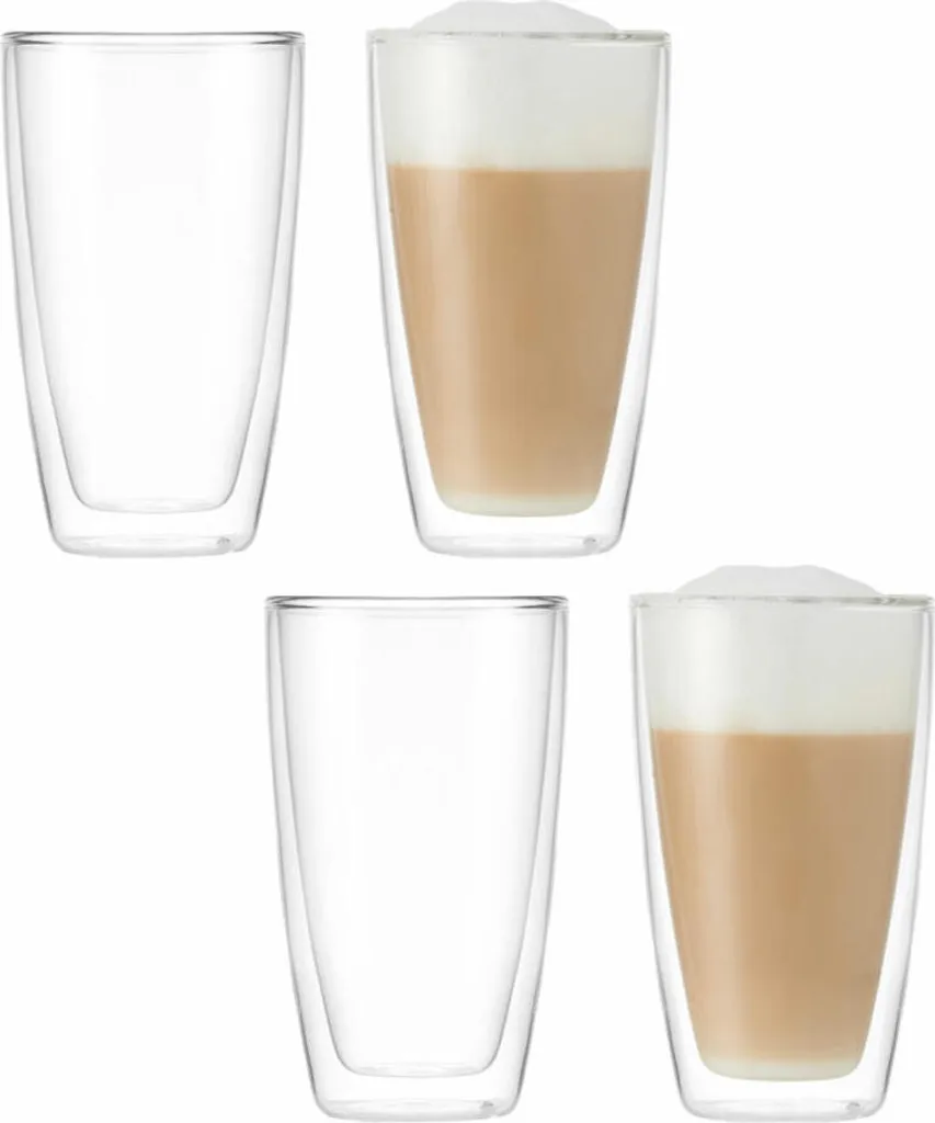 montana: :enjoy Tazze a doppia parete, set da 4, tazze in vetro, tazze termiche, a doppia parete, vetro, 180 ml, 057225