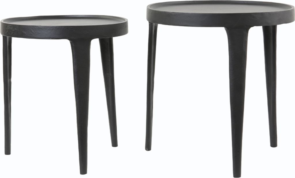 Light & Living - Beistelltisch TOBIAS - Ø43x45,5cm - Schwarz - 2er-Set