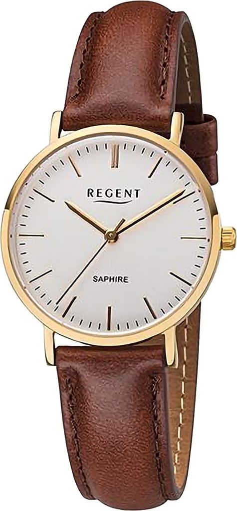 Regent Leder Damen Uhr Armbanduhr Quarz braun Lederarmband D2URF1299