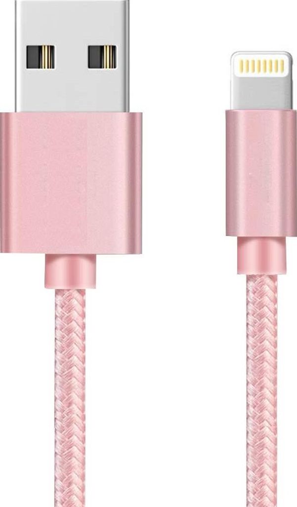 Kabel USB Lightning für iPhone X / XS / XS MAX / XR / 8 / 8 PLUS / 7 / 7 PLUS / 6 / 6S / 6 PLUS / 6S PLUS / 5 / 5S / SE - Geflochtenes Nylon Rosa ...