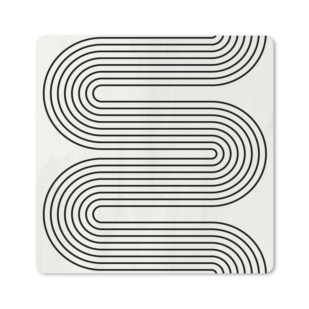 MuchoWow Mauspad Mousepad Linie - Taupe - Abstrakt - Schwarz 20x20 cm - Mousepads - Maus Mat - Pad - Mausunterlage - Desk Mat - Bureauartikeln