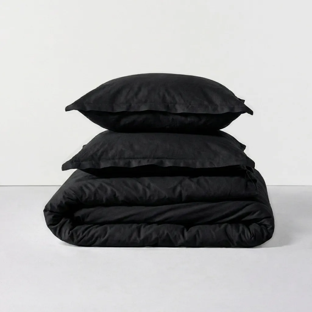 Housse de couette 140x200 cm Noir Mat - HappyFriday BASIC résistante - 9