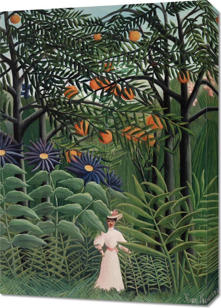 Bild 50x70cm Frau beim Gehen, Rousseau Vintage für das Wohnzimmer