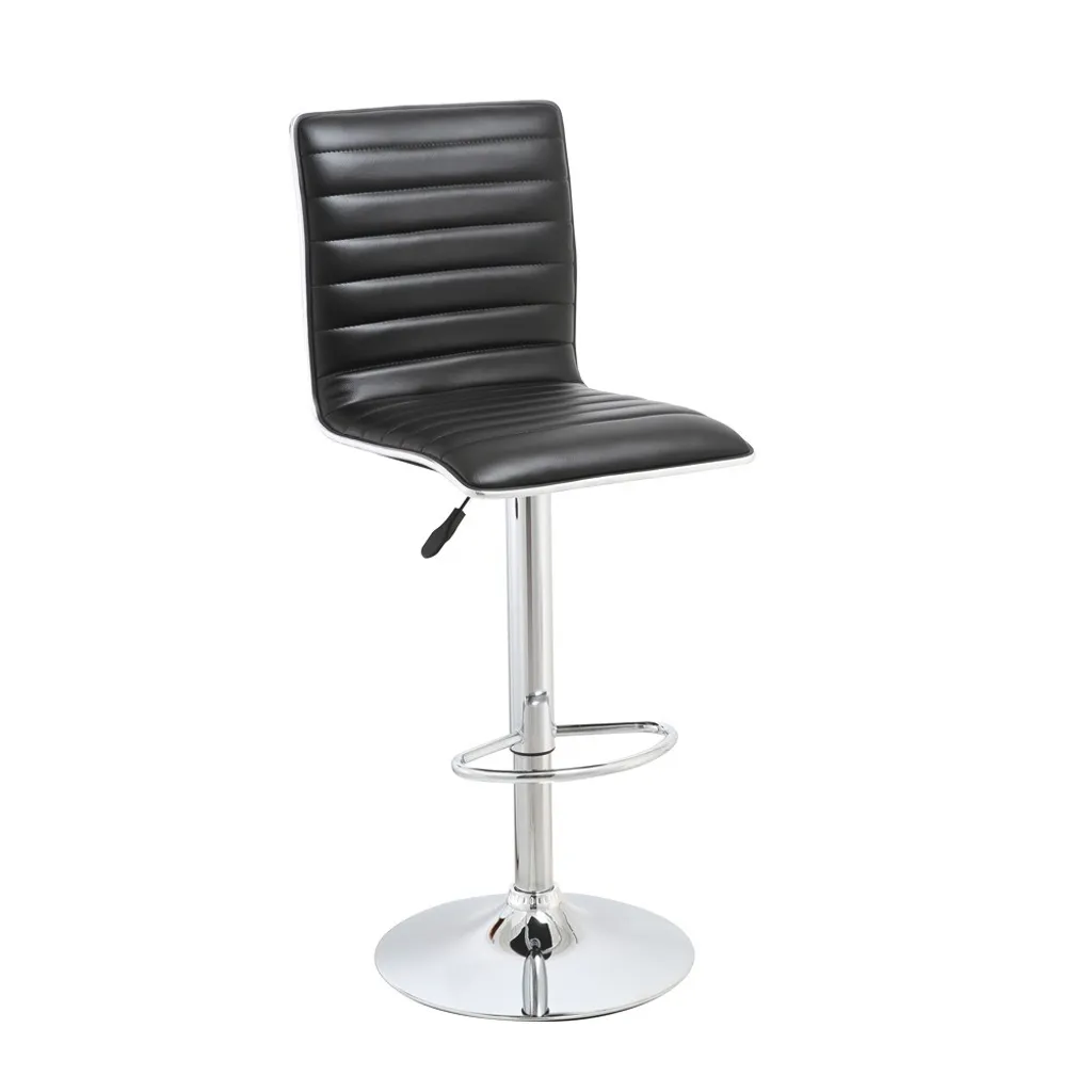Tabouret de bar rembourré noir en similicuir et chrome CasaDolce