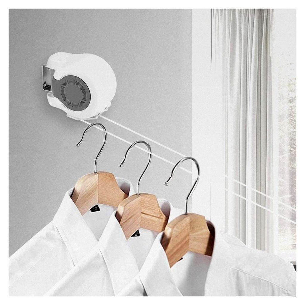 Ausziehbare Wäscheleine mit automatischem Rollsystem für Balkon oder Garten, weiß, 2 Wäscheleinen