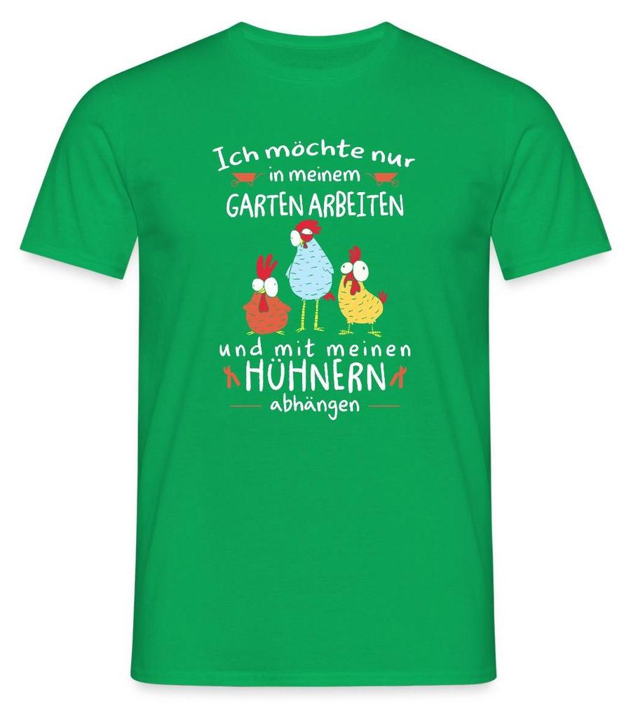 Spreadshirt Gärtner Mit Hühnern Möchte Im Garten Arbeiten Spruch Männer T-Shirt, 3XL, Kelly Green