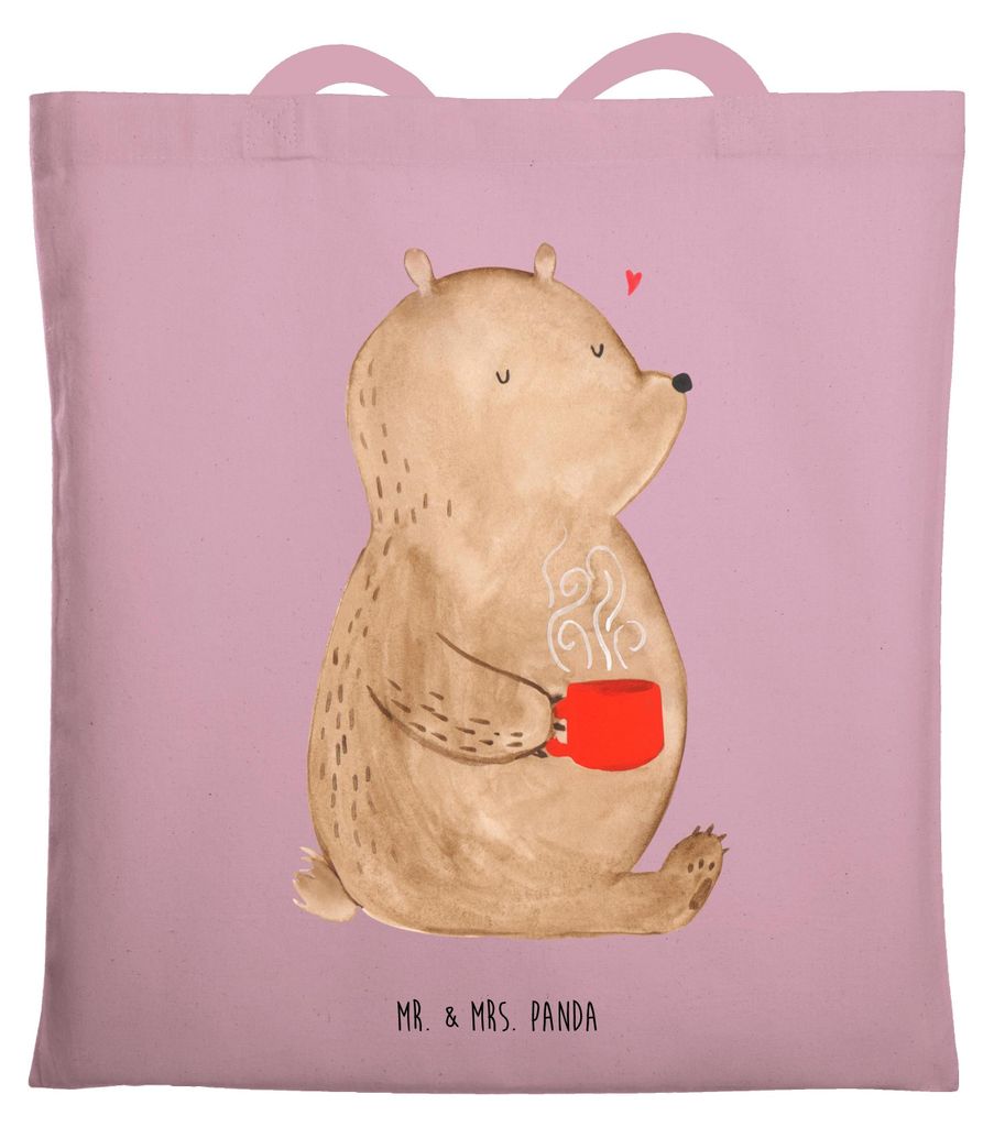 Mr. & Mrs. Panda Beutel Bär Morgenkaffee - Rosa Pastell - Geschenk, Freundin, Schultasche, für, Männer, Hochzeitstag, Jutebeutel, Valentinstag, ...