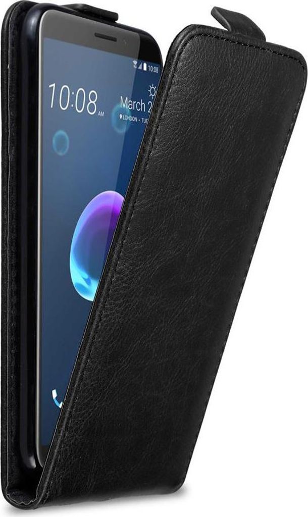 Cadorabo Hülle für HTC Desire 12 Schutz Hülle in Schwarz Flip Etui Handyhülle Case Cover
