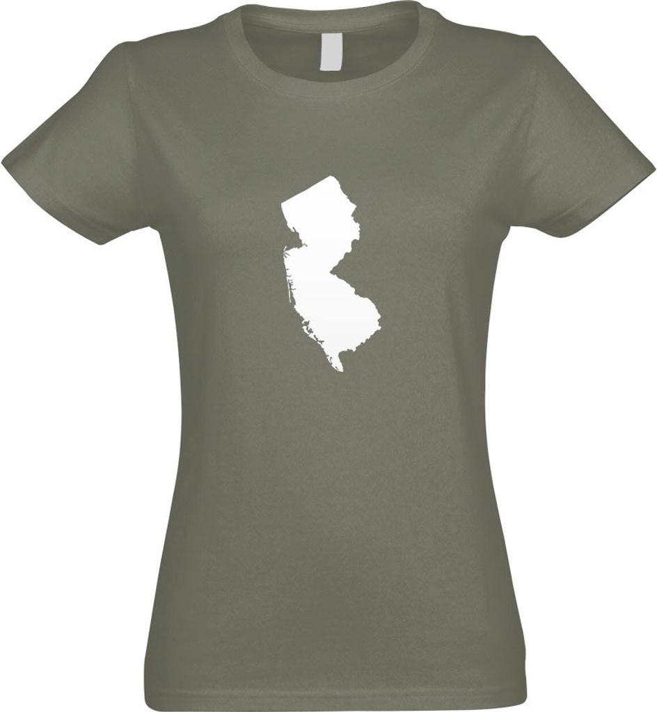 Kiwistar - T-Shirt tailliert - Damen - Olive - USA - Bundesstaat - New Jersey - mit Motiv Bedruckt - Funshirt Design - Sport - Freizeit - Damen - M