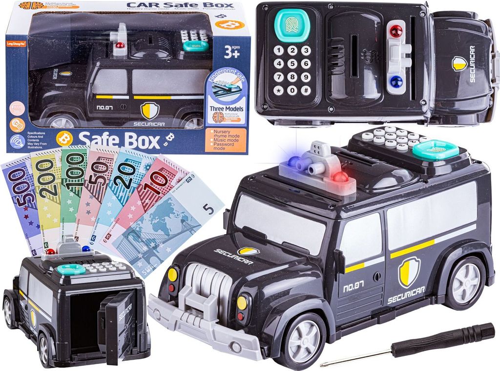 Chiffrierte Spardose für Polizeiwagen, Banknotensafe