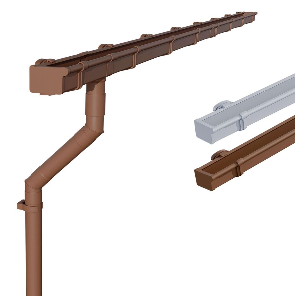 INEFA Dachrinnen Set PVC, NW83 / 83mm Kastenrinne 6m Braun, Produktbild 
