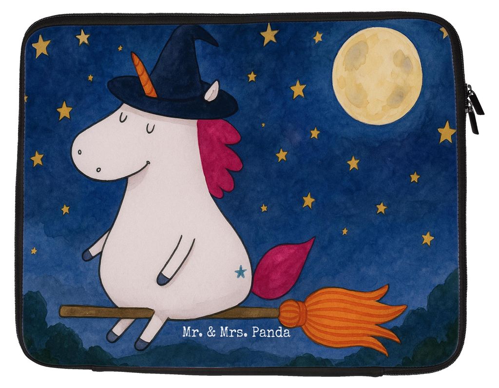 Mr. & Mrs. Panda Laptop Tasche Einhorn Hexe Design 27 x 36 cm - Weiß - Geschenk, Hülle, Laptoptasche, Frau, Teufel, Einhörner, Laptophülle, Uni...