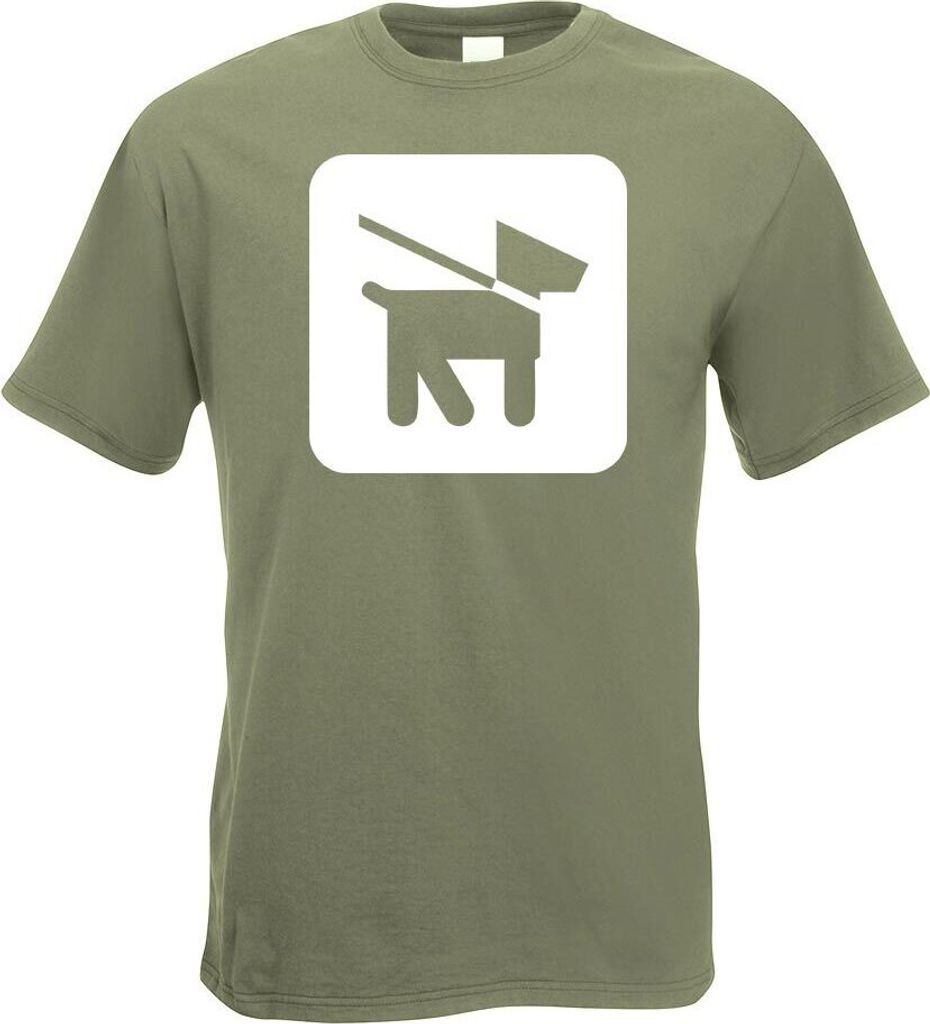 Kiwistar - T-Shirt - Olive - Hunde Leinenzwang Piktogramme Herren Funshirt Bedruckt Design Sprüche Spruch Motive - mit Motiv Bedruckt - Funshirt D...