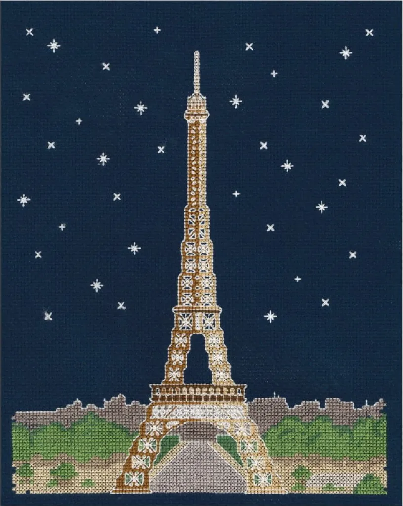 Kit Point de Croix DMC Paris Phosphorescent : Broderie Facile 20x25