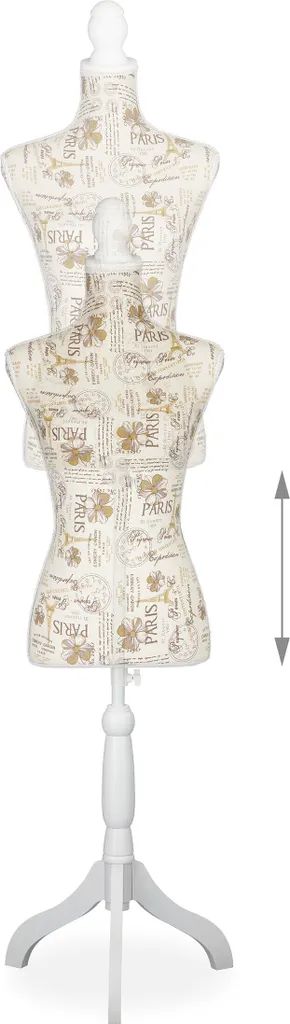 Relaxdays Mannequin de couture réglable en hauteur buste de femme beige