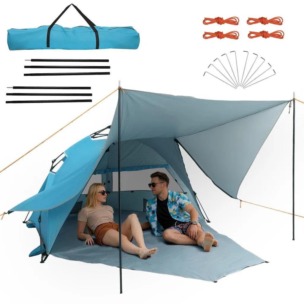 Tente de plage Protection UV 50+ Puluomis - Montage Automatique Seconde
